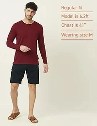 Men's Regular Fit Cotton Full Sleeve Crew Neck Henley T-Shirt | henley t shirts for men, t shirts for men casual, tshirt for men, mens tshirt, t-shirts for men - S