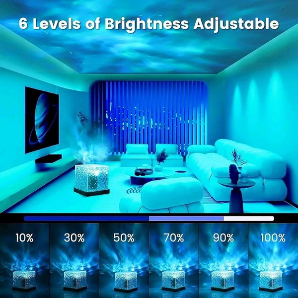 Ocean Wave, Romantic Warm Ocean Wave Water Night Light Projector 3D Water Wave Effect, Romantic LED Light Projector Projection Lamps Crystal Table Lamp for Bedroom Decor
