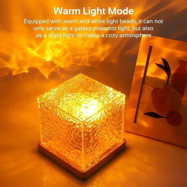 Ocean Wave, Romantic Warm Ocean Wave Water Night Light Projector 3D Water Wave Effect, Romantic LED Light Projector Projection Lamps Crystal Table Lamp for Bedroom Decor