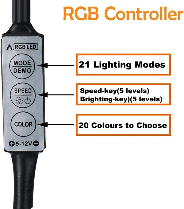 RGB 5050 Color Changing LED Strip Light with USB Cable for TV Backlight, Bedroom, Cabinet Shelf Display (3meter-Upto 32" to 50"-Multi)