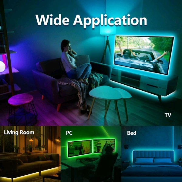 RGB 5050 Color Changing LED Strip Light with USB Cable for TV Backlight, Bedroom, Cabinet Shelf Display (3meter-Upto 32" to 50"-Multi)