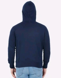 Men Navyblue Printed Full Sleeve Hooded Sweatshirt - M