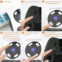 Portable Compact Design 220V, 500W Electric Heater, Table Mini Heater PTC Ceramic Heater, Adjustable Temperature Control from 15 to 30 °C, Overheat Protection, Push-Button Controls