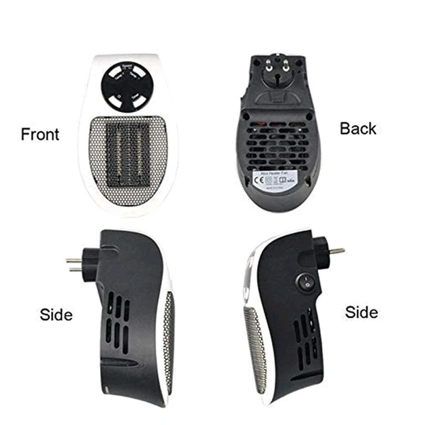 Portable Compact Design 220V, 500W Electric Heater, Table Mini Heater PTC Ceramic Heater, Adjustable Temperature Control from 15 to 30 °C, Overheat Protection, Push-Button Controls