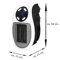 Portable Compact Design 220V, 500W Electric Heater, Table Mini Heater PTC Ceramic Heater, Adjustable Temperature Control from 15 to 30 °C, Overheat Protection, Push-Button Controls