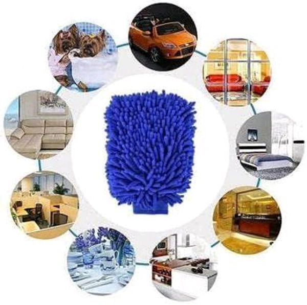 Double Sided Large Size Microfiber Hand Gloves Duster Super Soft Absorbent for Home, Office, Kitchen, Windows, Vehicle/Car, Bike, Two-Wheeler Cleaning & Washing Purpose (Pack of 2)