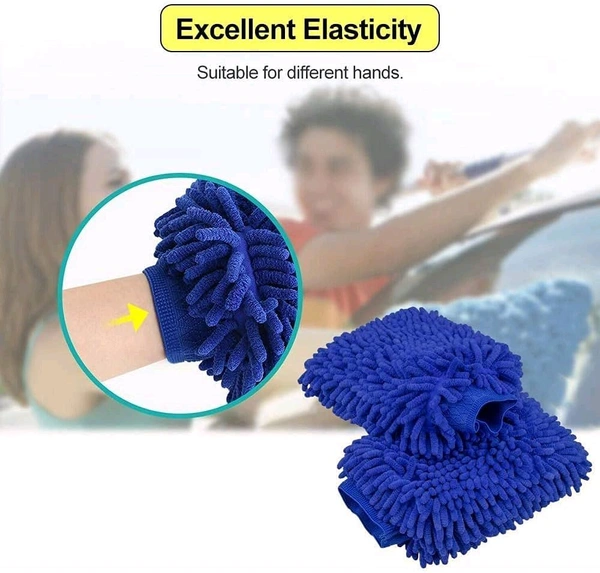  Double Sided Large Size Microfiber Hand Gloves Duster Super Soft Absorbent for Home, Office, Kitchen, Windows, Vehicle/Car, Bike, Two-Wheeler Cleaning & Washing Purpose (Pack of 2)