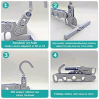 5 holes foldable clothes Hanger, travel clothes hanger, multifunctional clothes hanger, space-saving wall holder, clothes rack, robust clothes hanger for travel, indoors.