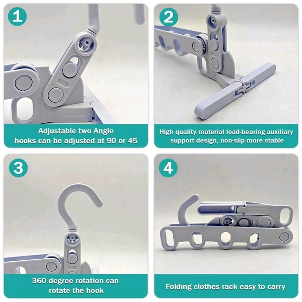 5 holes foldable clothes Hanger, travel clothes hanger, multifunctional clothes hanger, space-saving wall holder, clothes rack, robust clothes hanger for travel, indoors.