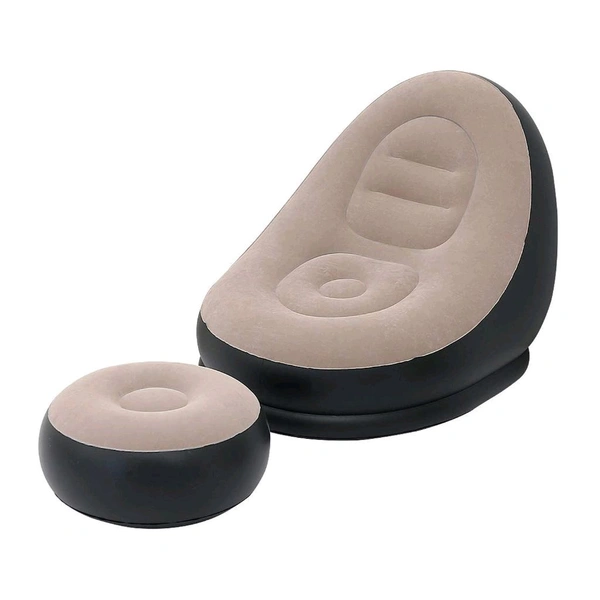 Inflatable Sofa Lounge Chair Ottoman, Blow Up Chaise Lounge Air Sofa, Indoor Flocking Leisure Couch for Home Office Rest, Inflated Recliners Portable Deck Chair for Outdoor Travel Camping Picnic. (airsofa / Air Pump Not included)