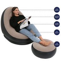 Inflatable Sofa Lounge Chair Ottoman, Blow Up Chaise Lounge Air Sofa, Indoor Flocking Leisure Couch for Home Office Rest, Inflated Recliners Portable Deck Chair for Outdoor Travel Camping Picnic. (airsofa / Air Pump Not included)