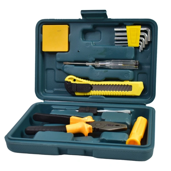 Multi Functional Hardware Tool Set Small Hand Tool Set Household Combination Electrician Toolbox (11 Pcs Set)