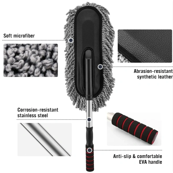 Car Duster, Long Retractable/Soft/Non-Slip/Handle Multipurpose Microfiber Wash Brush Vehicle Interior and Exterior Cleaning Kit with for Car, Boats or Home, Car Duster (1 Pc) 