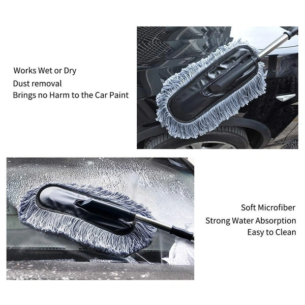Car Duster, Long Retractable/Soft/Non-Slip/Handle Multipurpose Microfiber Wash Brush Vehicle Interior and Exterior Cleaning Kit with for Car, Boats or Home, Car Duster (1 Pc) 