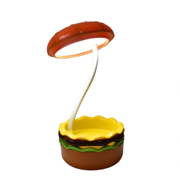 Burger Delight: Folding LED Night Lamp for Kids, Rechargeable Desk Lamp Study Desk Light for Study Room / Home / Office Burger Shape Decorative Table Top (1 Pc)