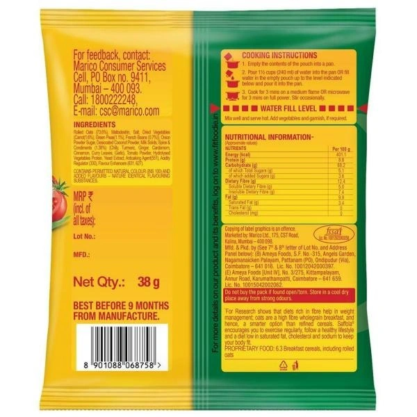 Saffola Veggie Twist Instant Masala Oats 38 g