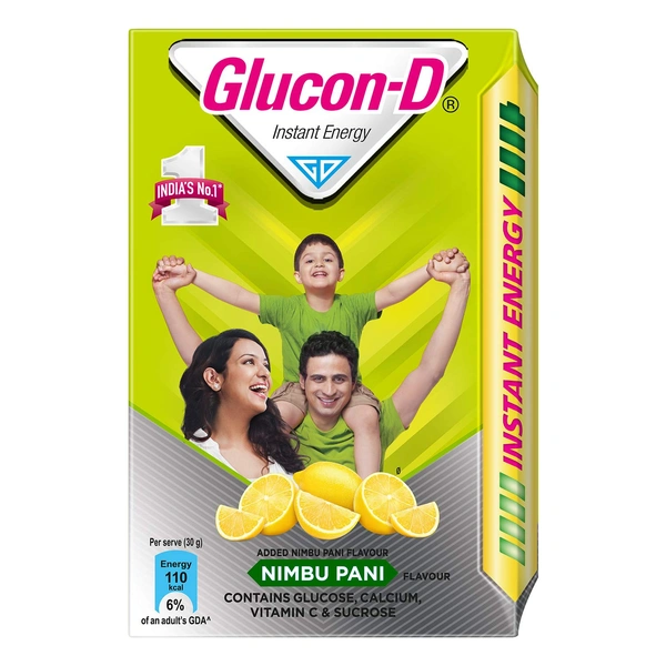Glucon-D Instant Energy Health Drink - Nimbu Pani, Refill, 200 g Carton