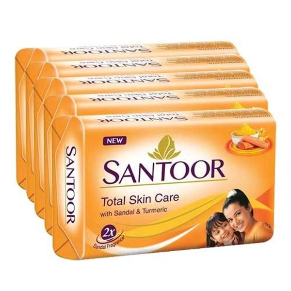 Santoor Sandal & Turmeric Soap Bar, 125g (Pack of 4)