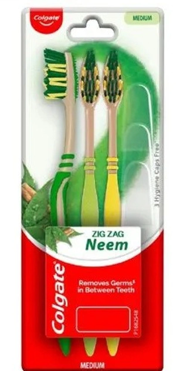 Colgate ZigZag Neem Medium Bristle Toothbrush, 3 pcs