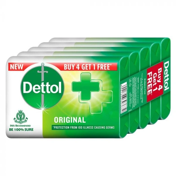 Dettol Original Germ Protection Bathing Soap Bar, (Pack of 5)