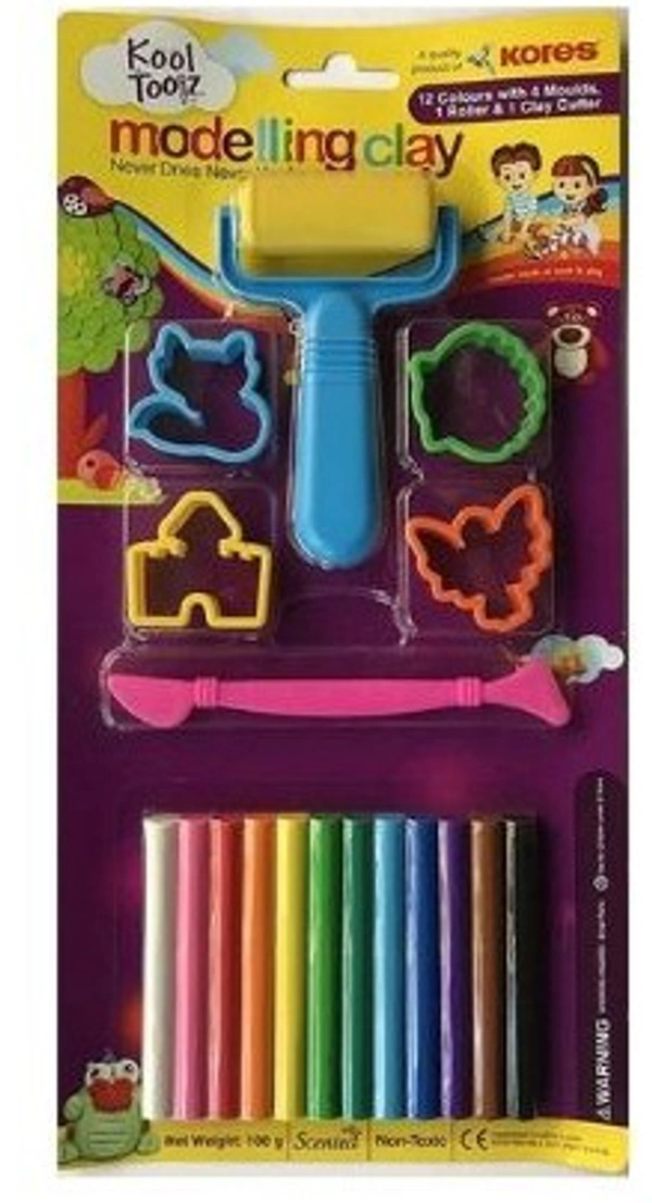 kores clay 12colours 4 moulds 1 roller 
