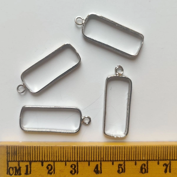 Rectangle Silver Open Bezel