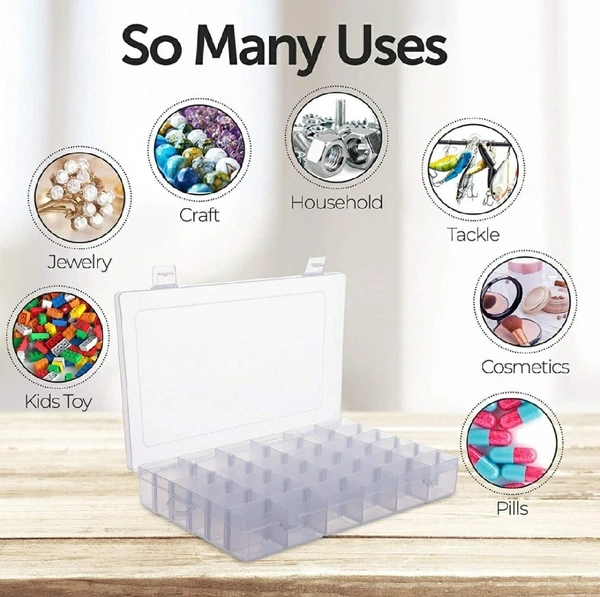 Storage Container Box (36 Adjustable Grids) - 10.8"*7"*1.7" In