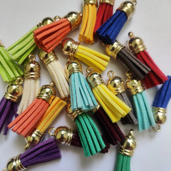 Faux Leather Tassels - Gold (12Pcs)
