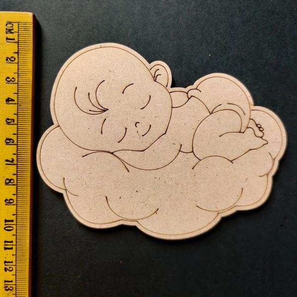 Sleeping Baby on Cloud Engraved MDF