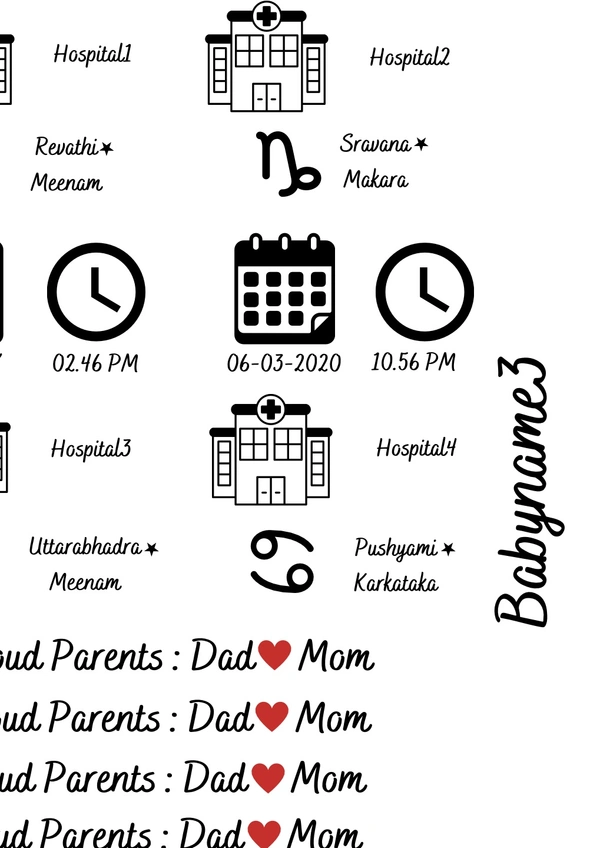 Customized Resin Stickers (4 Baby Details) A4 Size