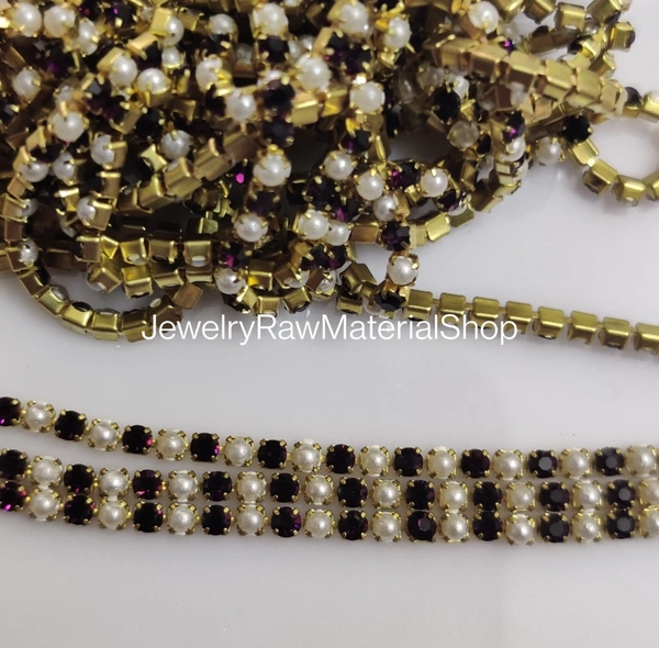 Purple Stone Pearl Chain 1mtr