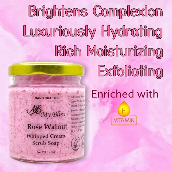 Rose Walnut Whipped Cream Scrub Soap - 150g