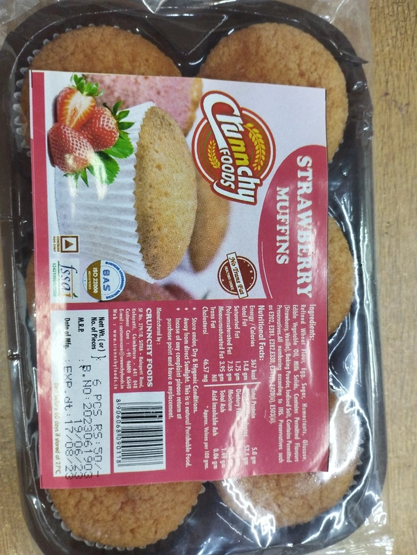 Crunnchy Strawberry Muffins 6 Pcs 