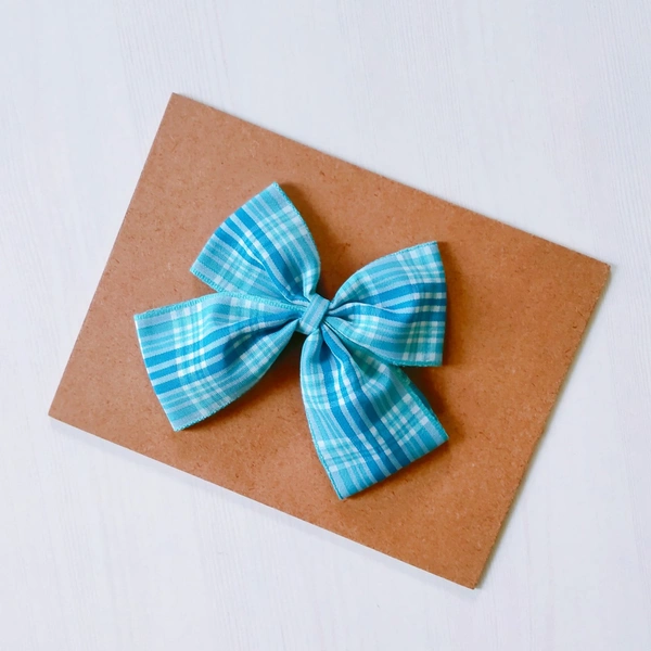 Checks SKYLOVE Hairbow Clip - Sky Blue, Medium