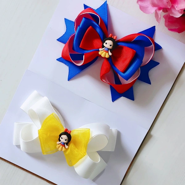 Doll Hairclips Set Of Two - 1)blue And Red 2)White, Medium