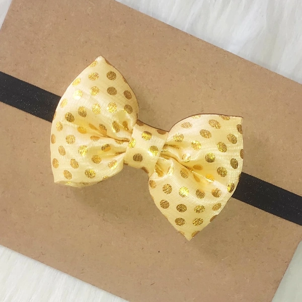 Golden Colour Dotted Bow Headband  - Golden, Free Size