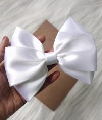 White Bow Clip - White, Medium