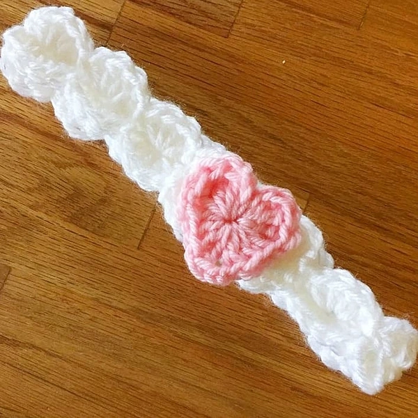 Crocheted Soft Baby Headband  - White, For 0-6 Months Baby