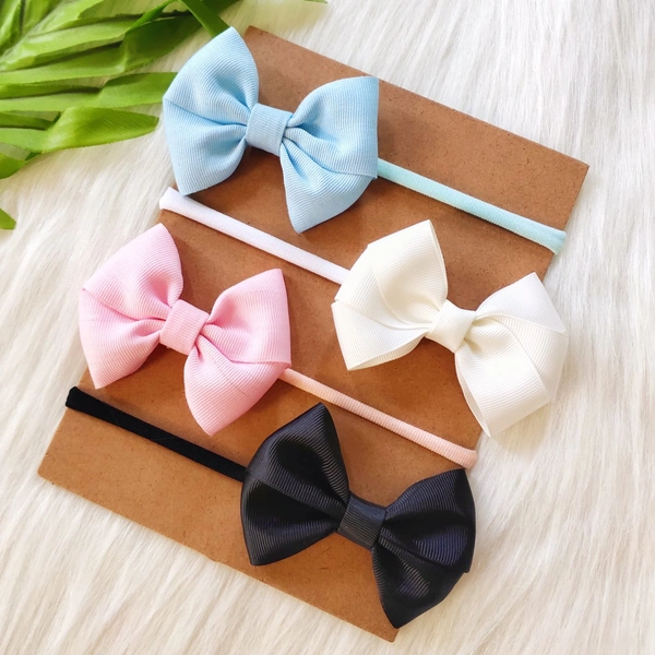 Baby Headbands Set (4 Headbands)  - Four Colours, Free Size Stretchable.