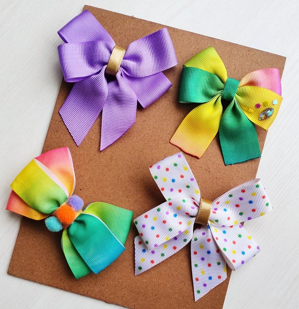 Set Of Four Hair Clips - Multicoloured, Small