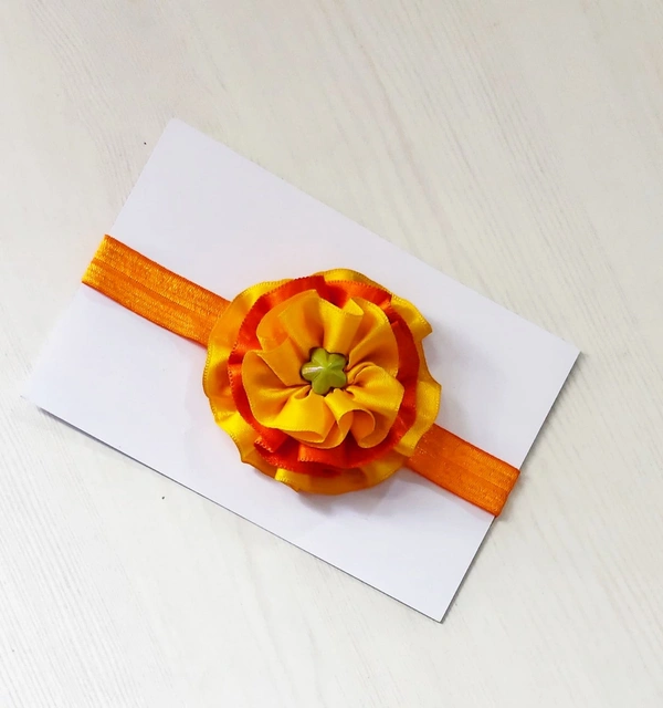 Yellow Orange Floral Headband  - Yellow And Orange, Free Size Stretchable Headband