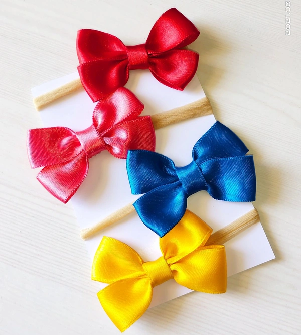 New Born Baby Headbands Set (4 Headbands)  - Multicoloured, Free Size Stretchable Headband