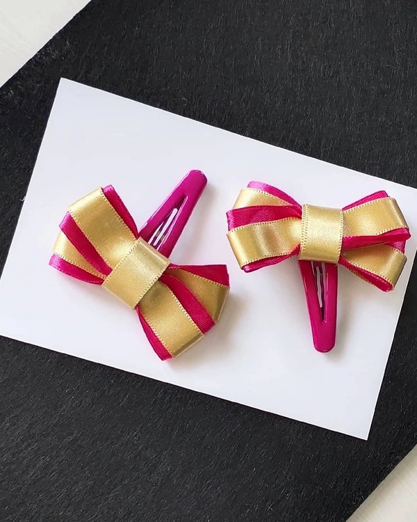 Snap Clip Barrettes (pair)  - Pink Golden, Normal