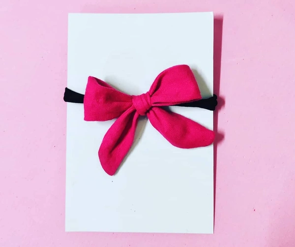 Soft Knot Bow Headband For Babies  - Dark Pink, Free Size Stretchable Headband