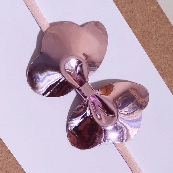 Glossy Butterfly Shape Bow Headband  - Pink, Free Size Stretchable Headband