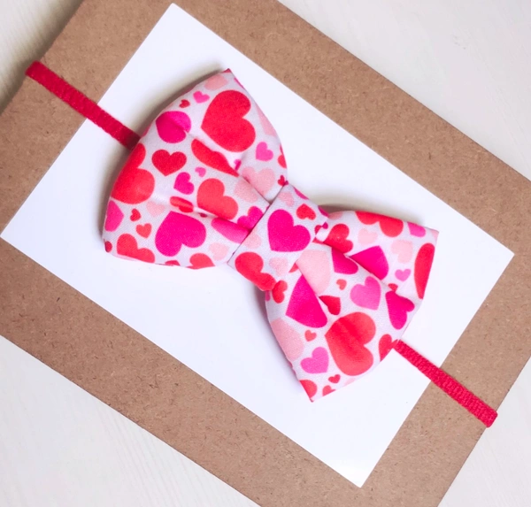 Heart Print Bow Headband  - Stretchable Headband