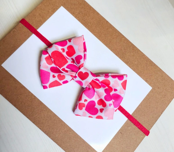 Heart Print Bow Headband  - Stretchable Headband