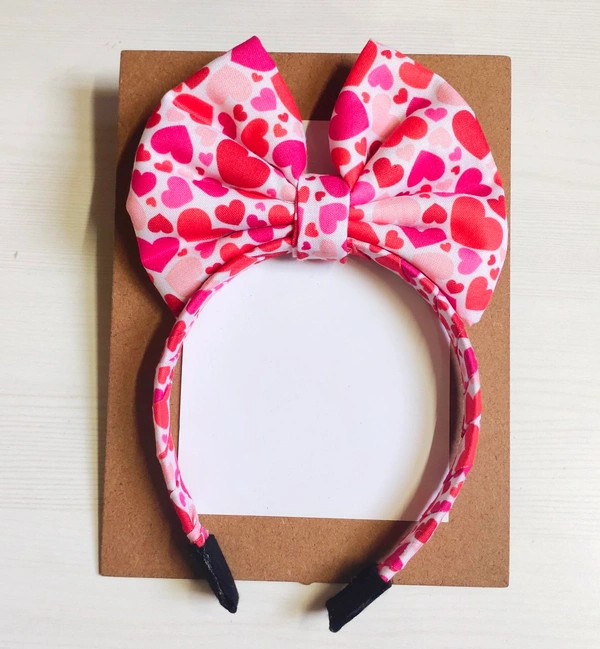 Heart Print Bow Headband  - Normal