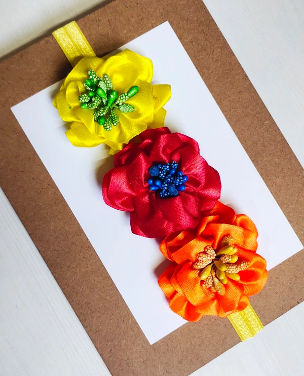 Fabric Flowers Headband  - Free Size Stretchable