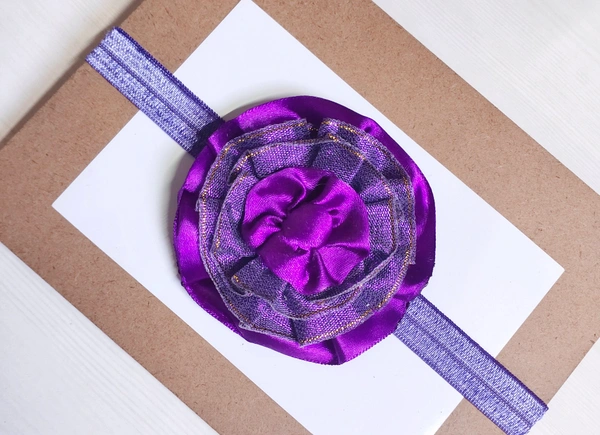 Fabric Purple Flower Headband  - Stretchable